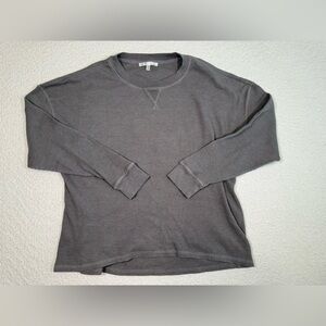 Seven7 Gray Long Sleeve Crew Neck Waffle Knit Thermal, Size xl
